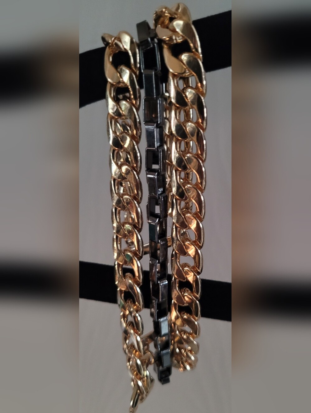 Gold and Black Chain Link Bracelet Set